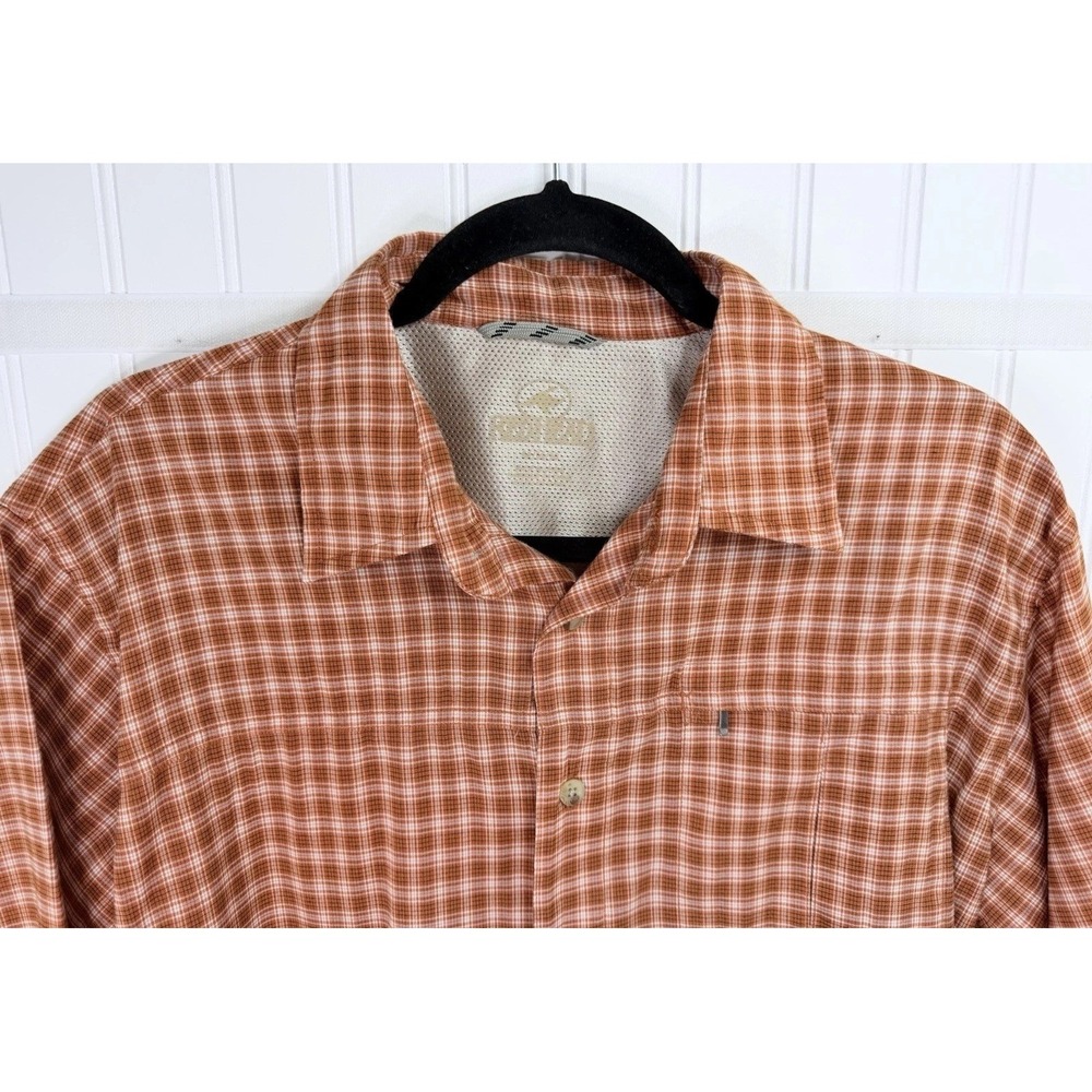 Royal Robbins Shirt‎ Mens XL Brown Plaid Short Sleeve Modal Blend Hiking Travel